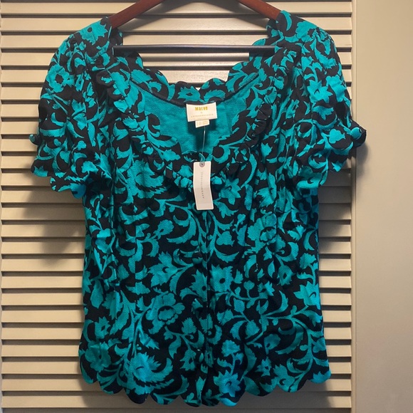 NWT Green and Black Maeve Blouse - Picture 1 of 4